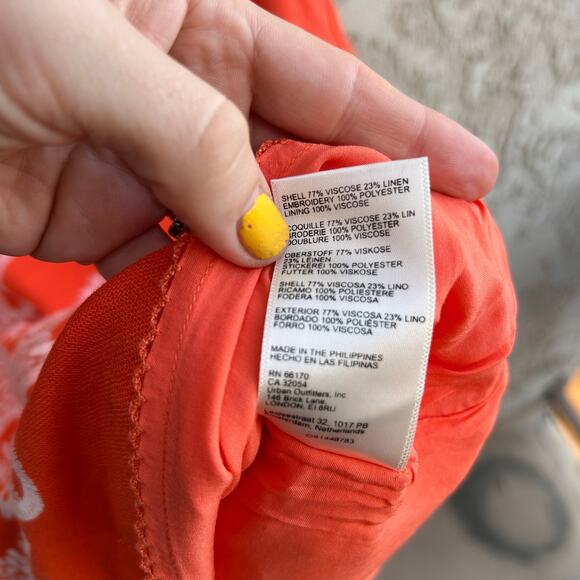 NWT MAEVE ANTHROPOLOGIE Embroidered Tunic Dress Linen Starfish Orange Size 6 - Picture 8 of 8